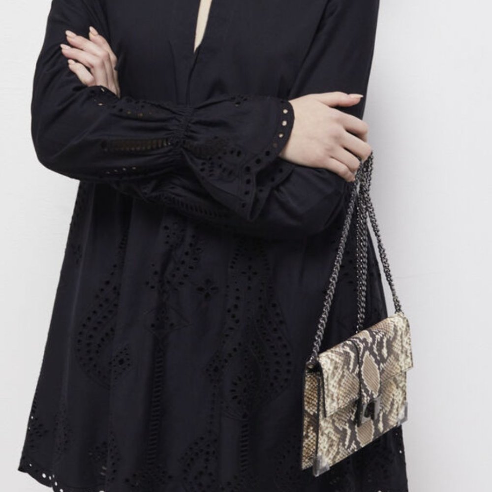 Short Black Dress With Broderie Anglaise